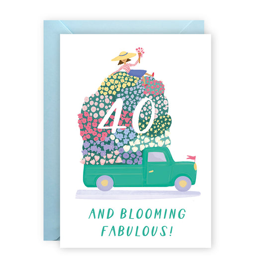 40 & Blooming Fab Card
