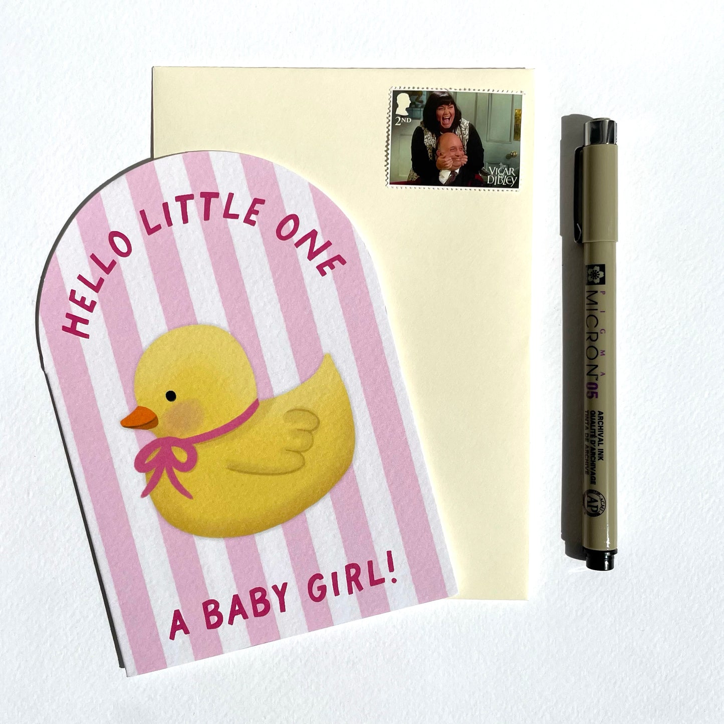 Stripey Baby Girl Card