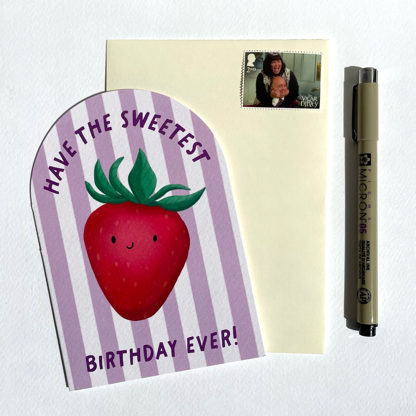 Stripey Strawberry Bday Card