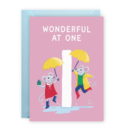 Age 1 Pink Bday Card