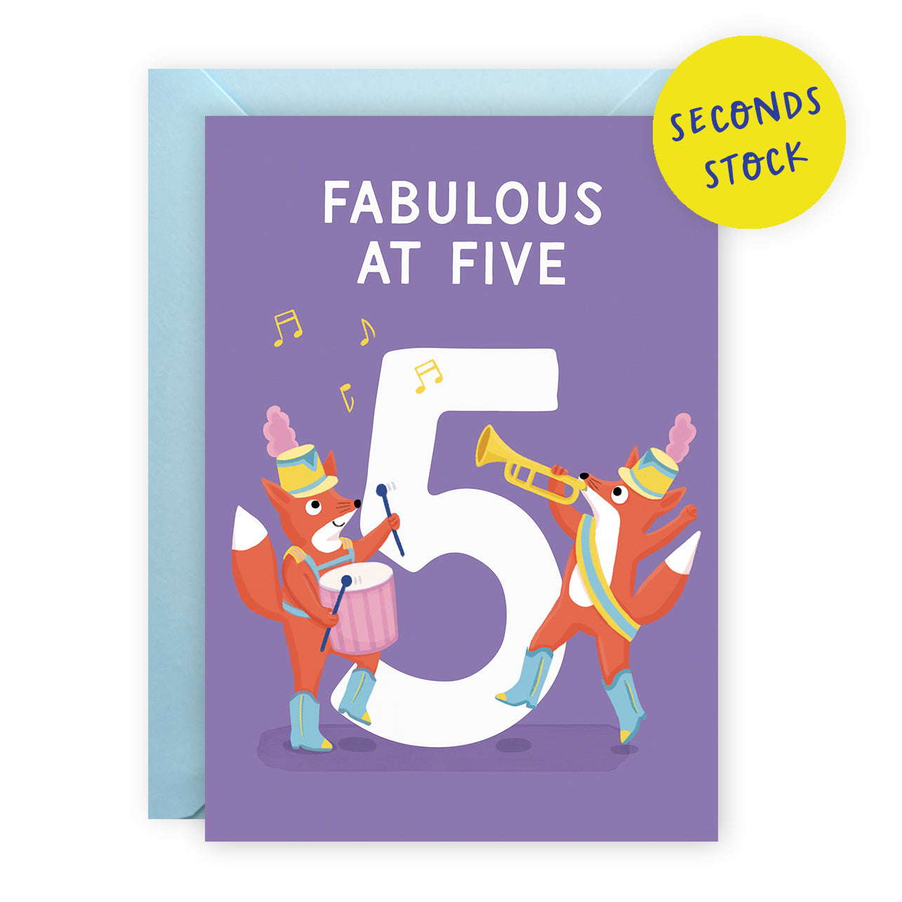 SECONDS: Age 5 Fox Birthday Card