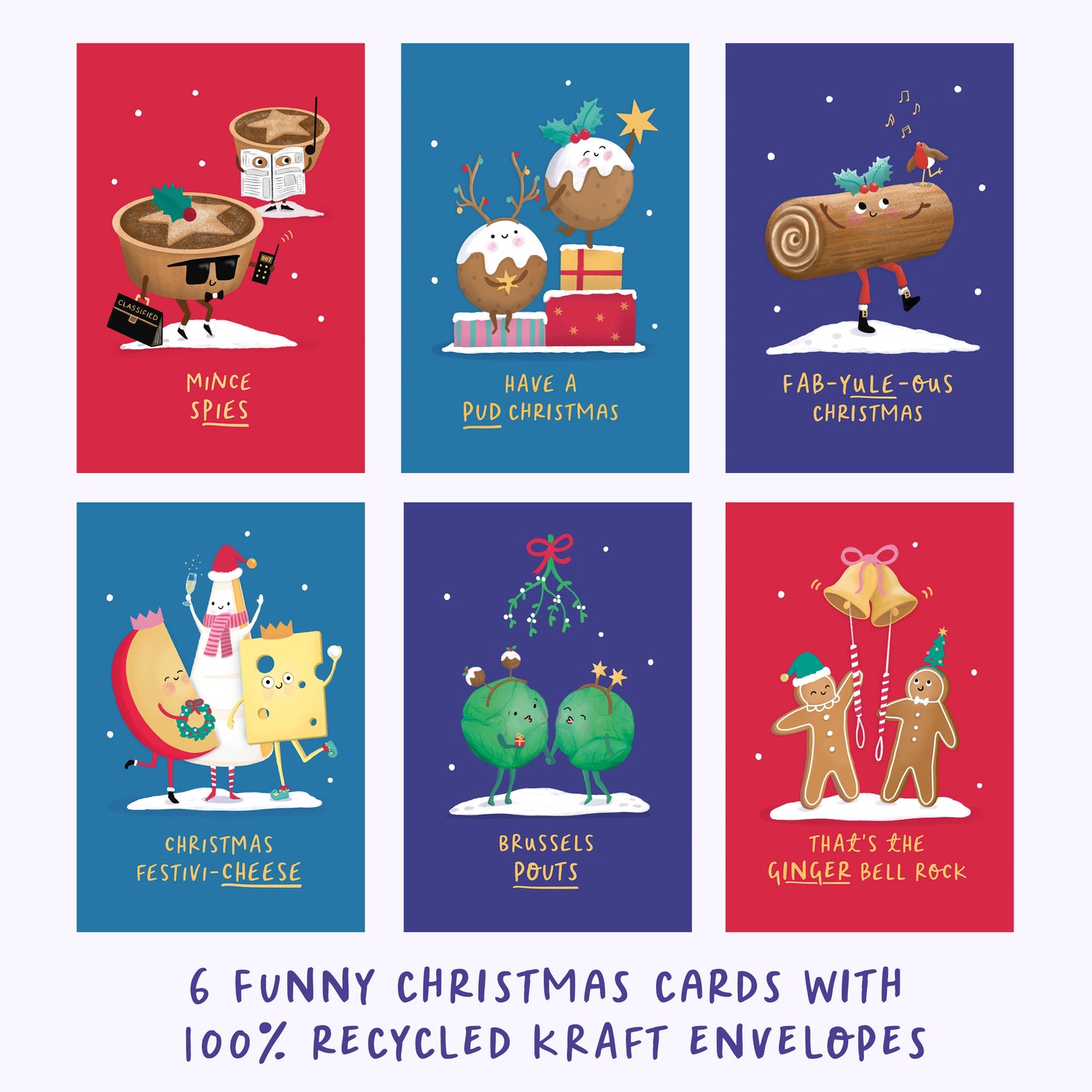 Funny Christmas 6 Card Set