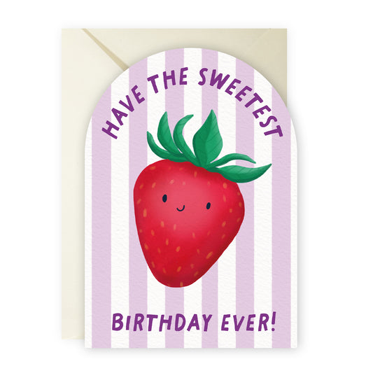 Stripey Strawberry Bday Card
