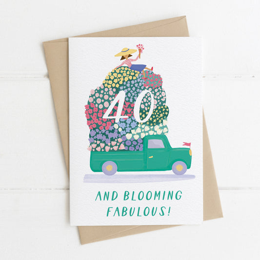 40 & Blooming Fab Card