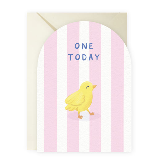Age One Girl Chick Card
