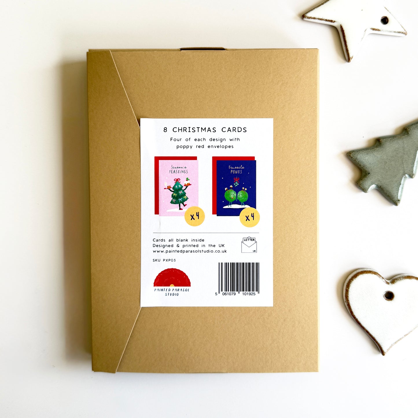 8 Card Christmas Pack (Tree + Sprouts)
