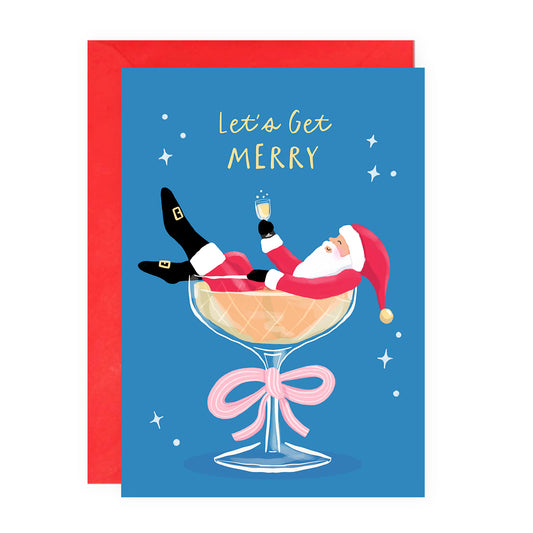 Champers Santa Christmas Card