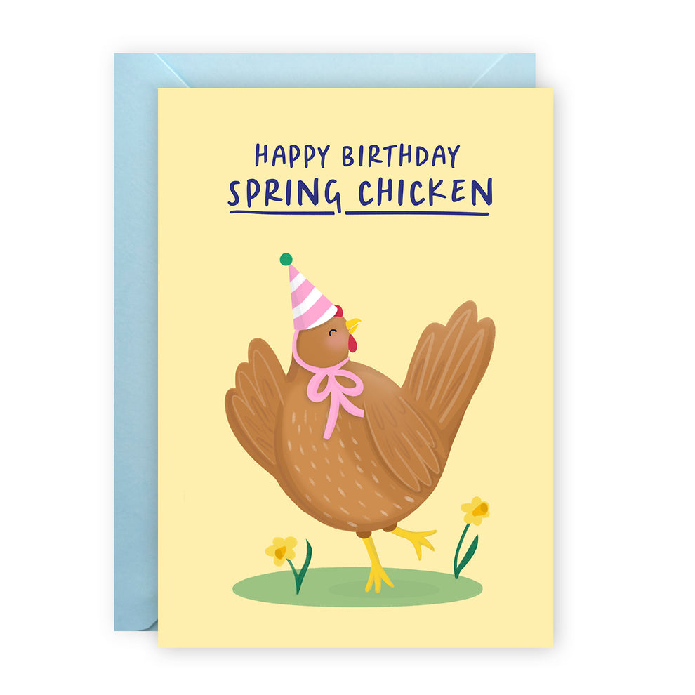 Spring Chicken Birthday Card – Painted Parasol Studio