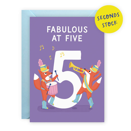 SECONDS: Age 5 Fox Birthday Card