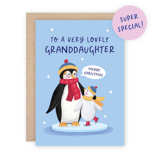 SUPER SPECIAL: Penguin Granddaughter Xmas Card