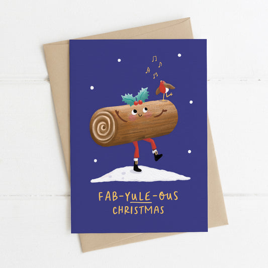 Yule Log Christmas Card